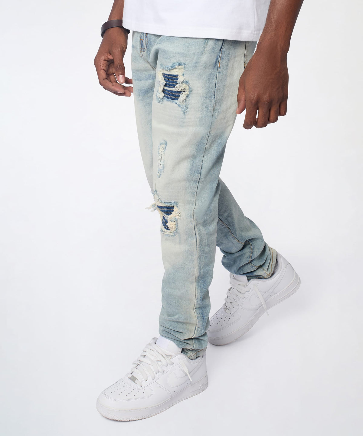 Reason Clothing Special Offer Daybreak Distressed Skinny Jeans - Light Indigo