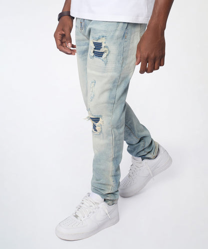 Reason Clothing Special Offer Daybreak Distressed Skinny Jeans - Light Indigo