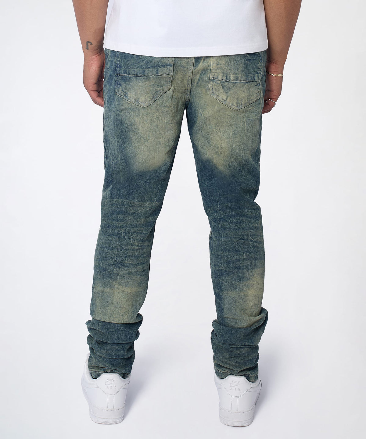 Reason Clothing Popular Blasted Distressed Skinny Jeans - Blue