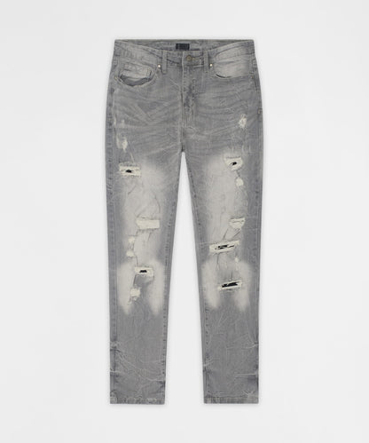 Reason Clothing Hot Sale Ashfall Distressed Skinny Jeans - Grey