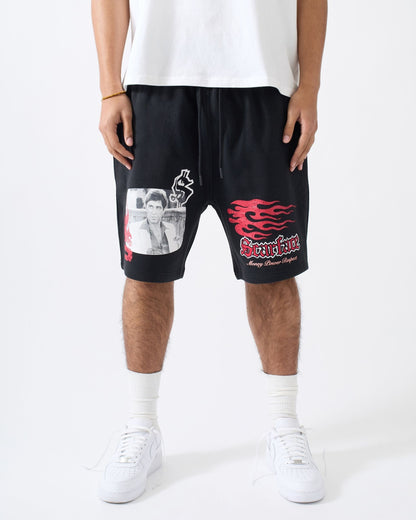 Reason Clothing Value Scarface Tony Montana Fleece Shorts - Black