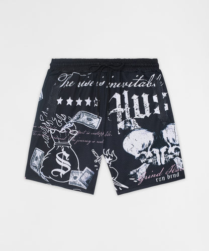 Reason Clothing Customer Favorite Real Ones Mesh Graphic Shorts - Black