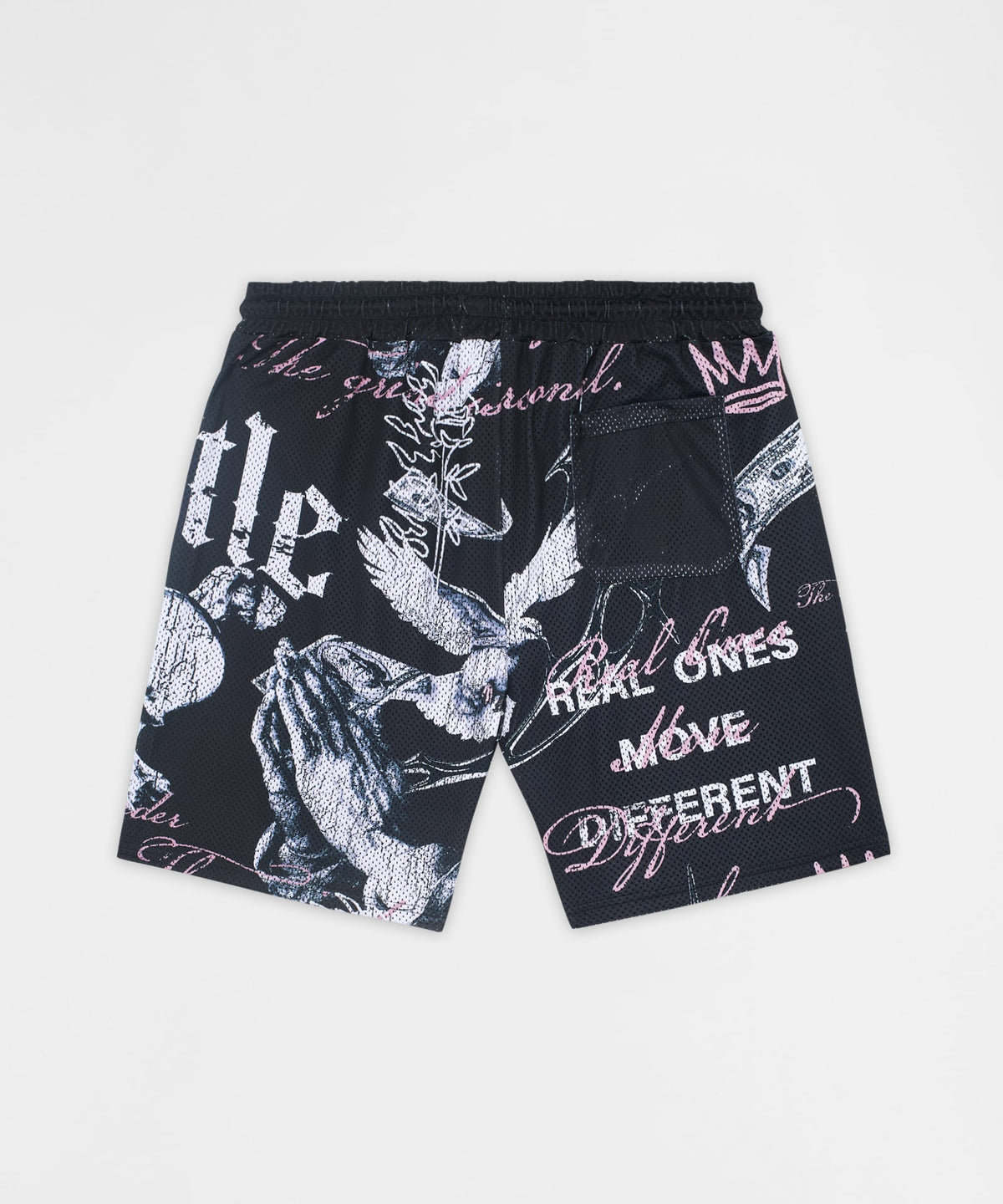 Reason Clothing Customer Favorite Real Ones Mesh Graphic Shorts - Black