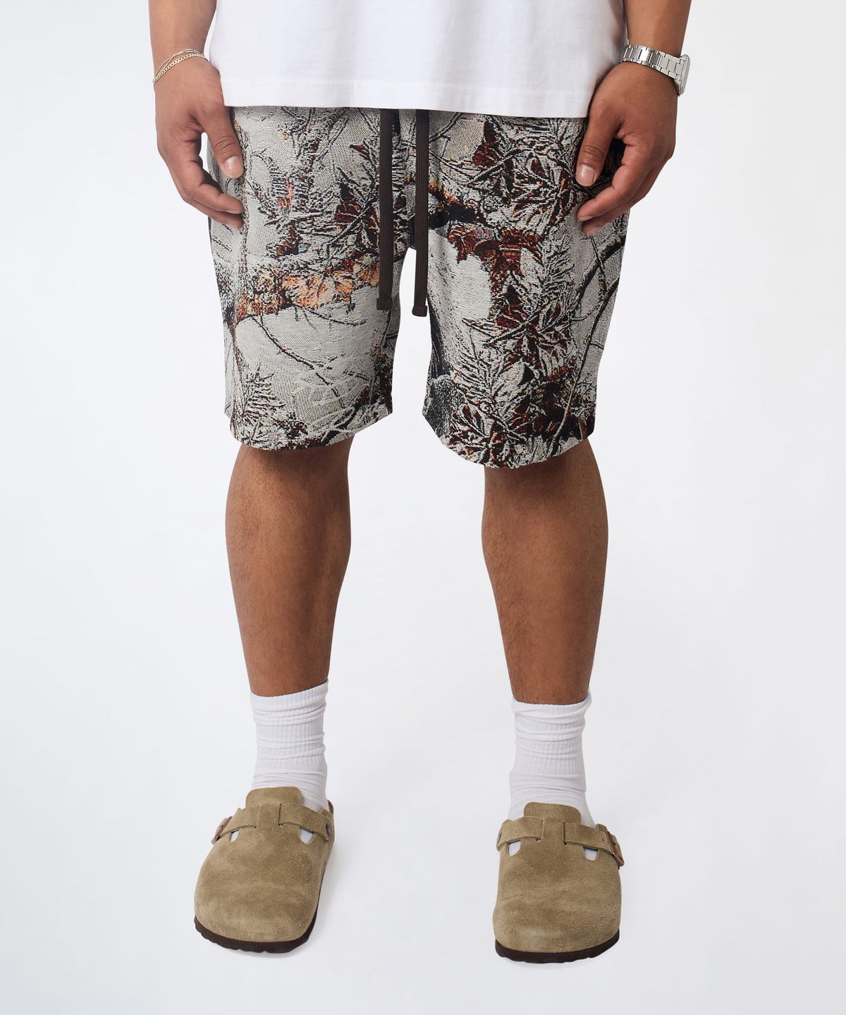 Reason Clothing Value Woodland Tapestry Shorts - Cream