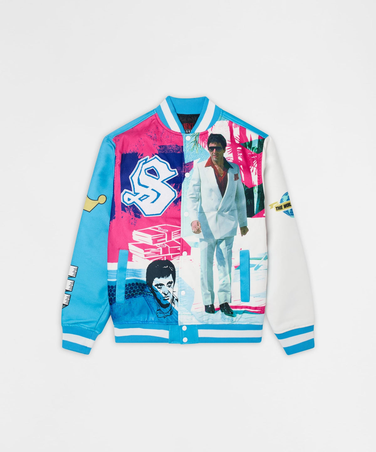 Reason Clothing Essential Scarface Retro Bomber Jacket - Blue