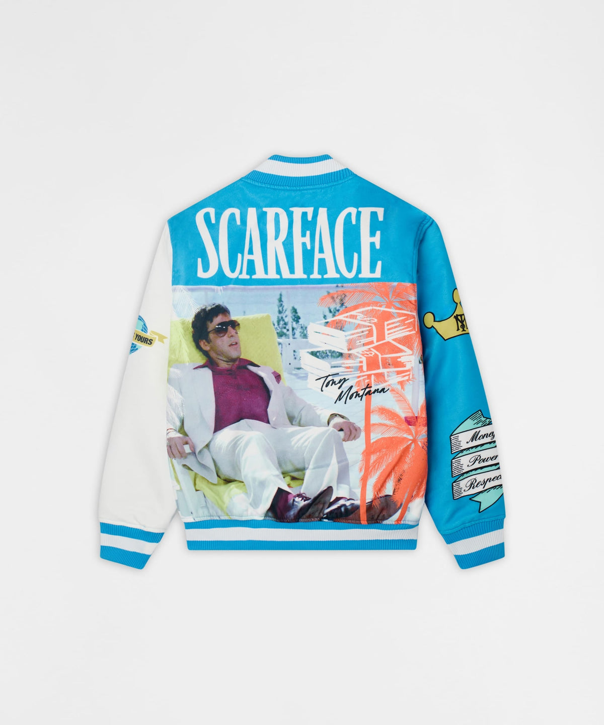 Reason Clothing Essential Scarface Retro Bomber Jacket - Blue