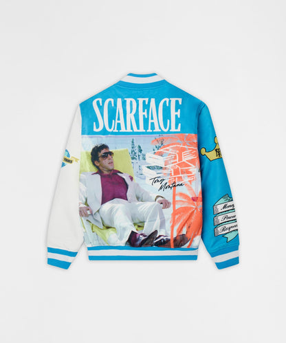 Reason Clothing Essential Scarface Retro Bomber Jacket - Blue