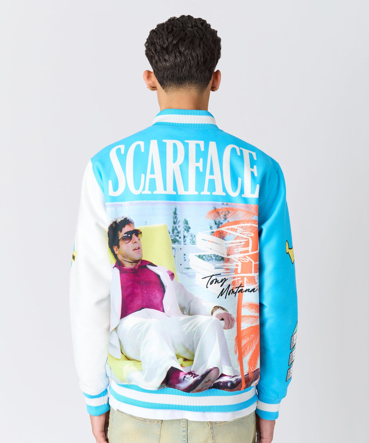 Reason Clothing Essential Scarface Retro Bomber Jacket - Blue