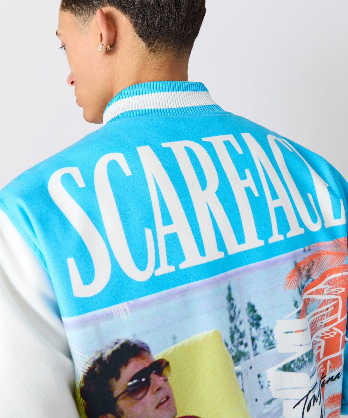 Reason Clothing Essential Scarface Retro Bomber Jacket - Blue