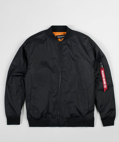 Reason Clothing Value Destroyer Nylon Bomber Jacket - Black