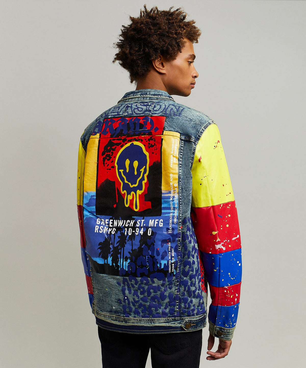 Reason Clothing Best Seller Greenwich Denim Jacket With Graphic Detail