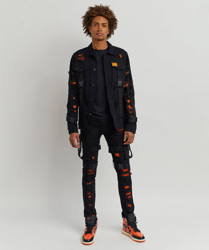 Reason Clothing Top Pick Strapped Denim Jacket