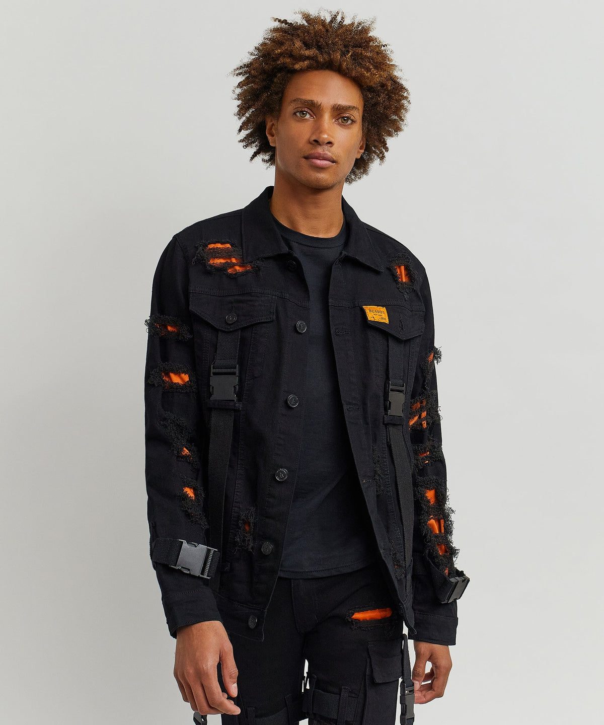 Reason Clothing Top Pick Strapped Denim Jacket