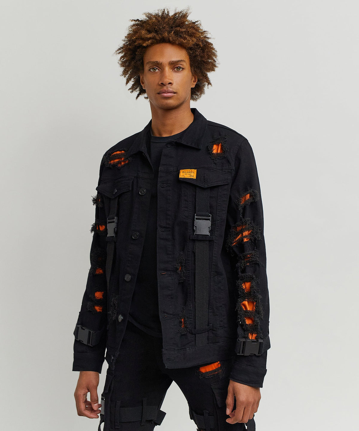 Reason Clothing Top Pick Strapped Denim Jacket
