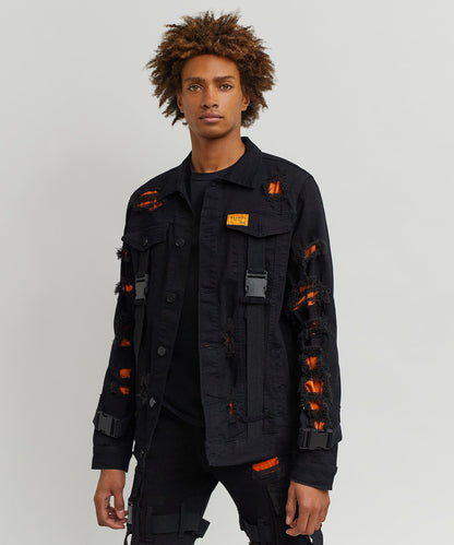 Reason Clothing Top Pick Strapped Denim Jacket