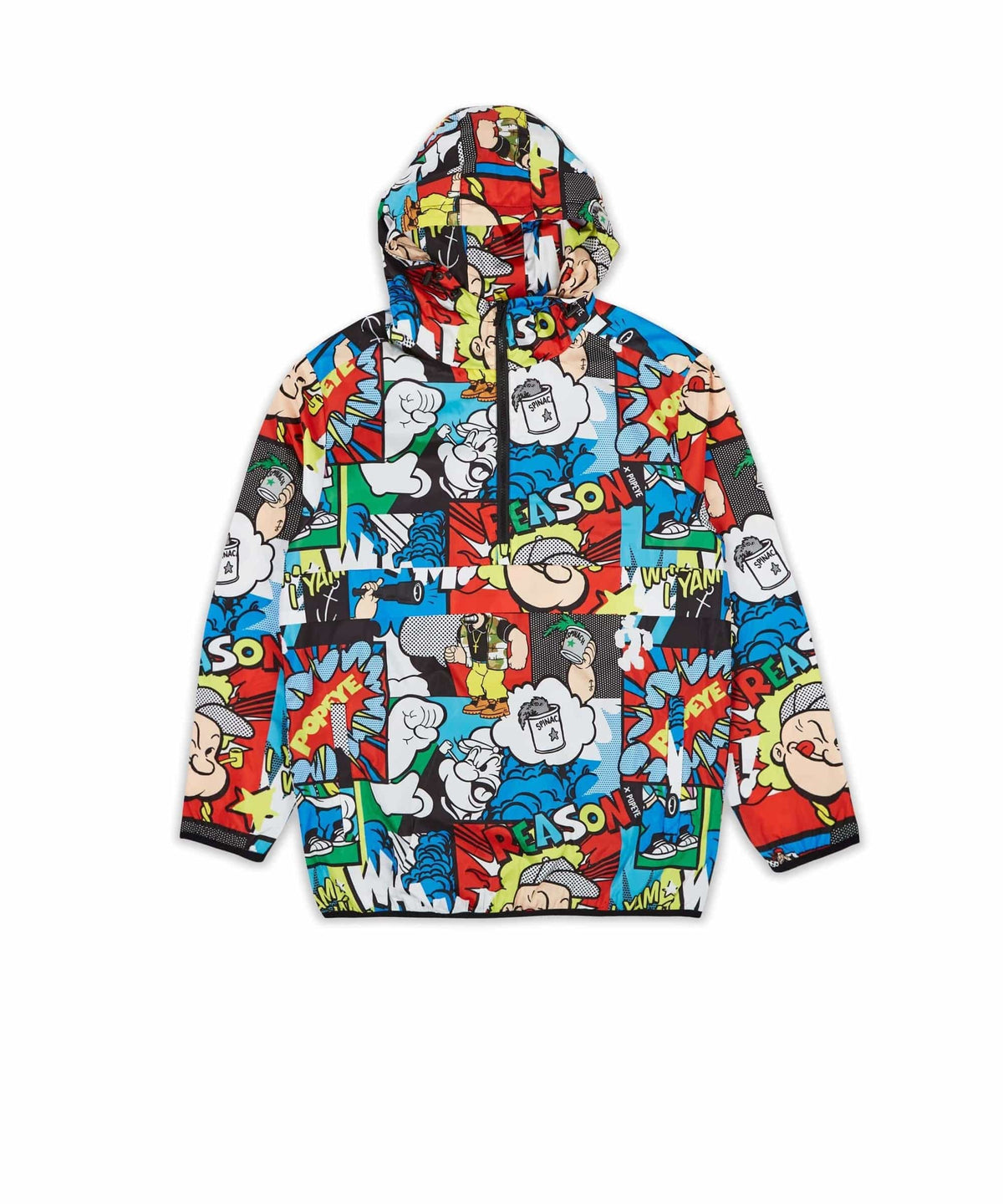 Reason Clothing Classic Popeye Half-Zip Allover Comic Print Anorak