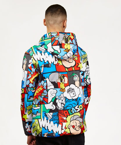 Reason Clothing Classic Popeye Half-Zip Allover Comic Print Anorak