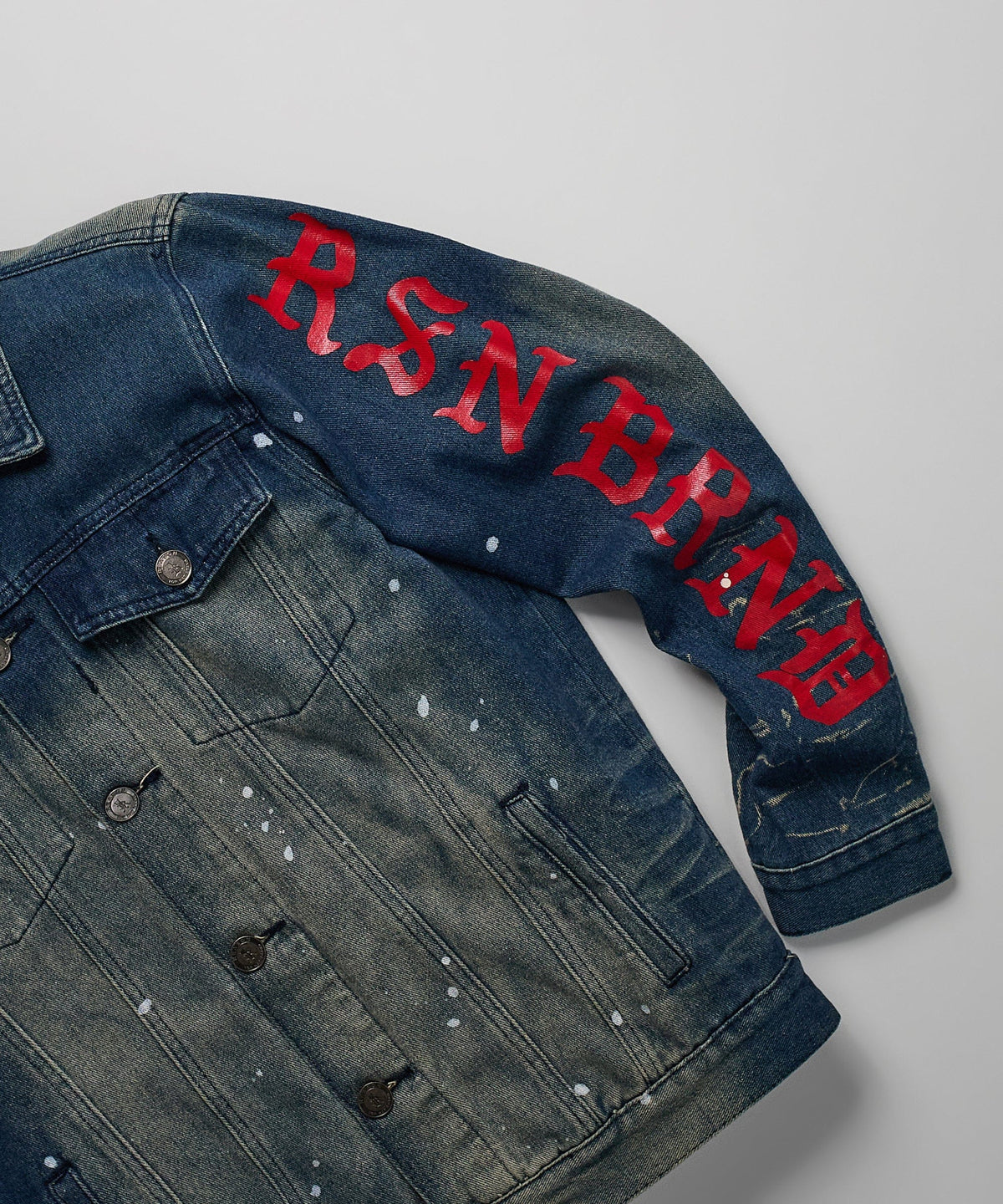Reason Clothing Classic Indigo Fire Medium Wash Denim Jacket With Logo