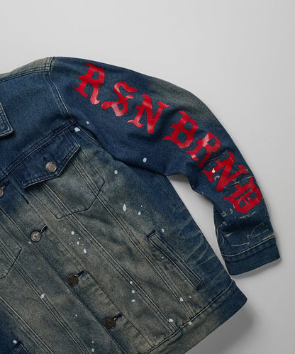 Reason Clothing Classic Indigo Fire Medium Wash Denim Jacket With Logo