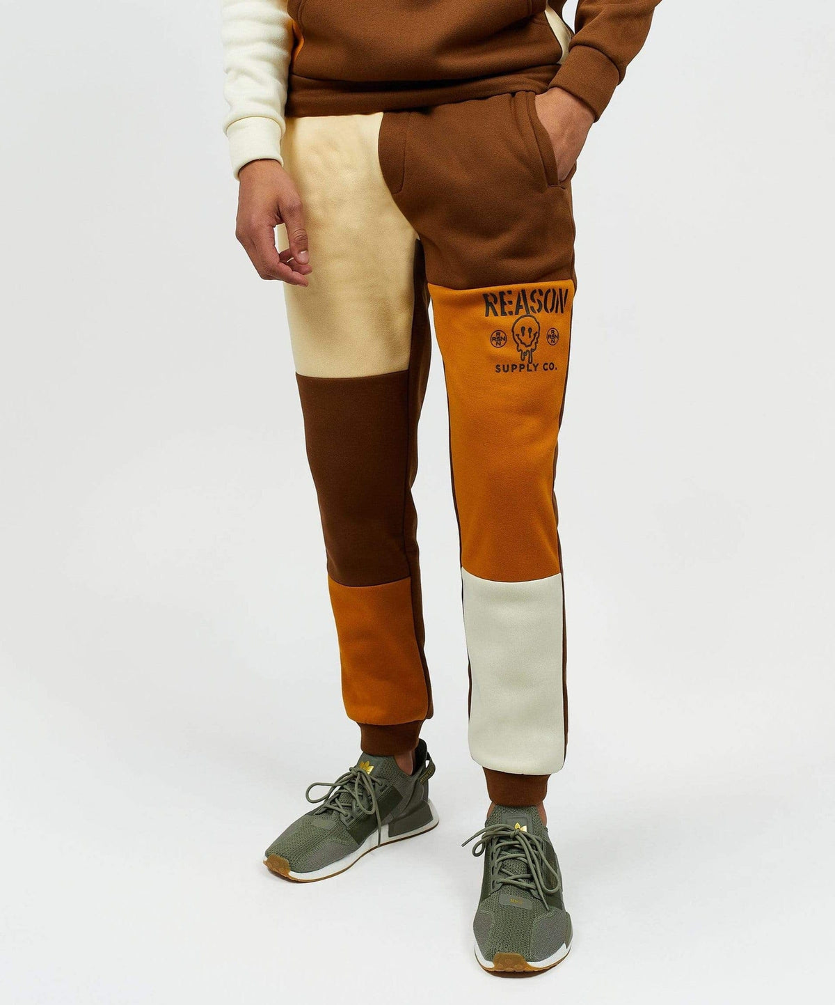 Reason Clothing Best Seller Drip Color Block Logo Fleece Jogger