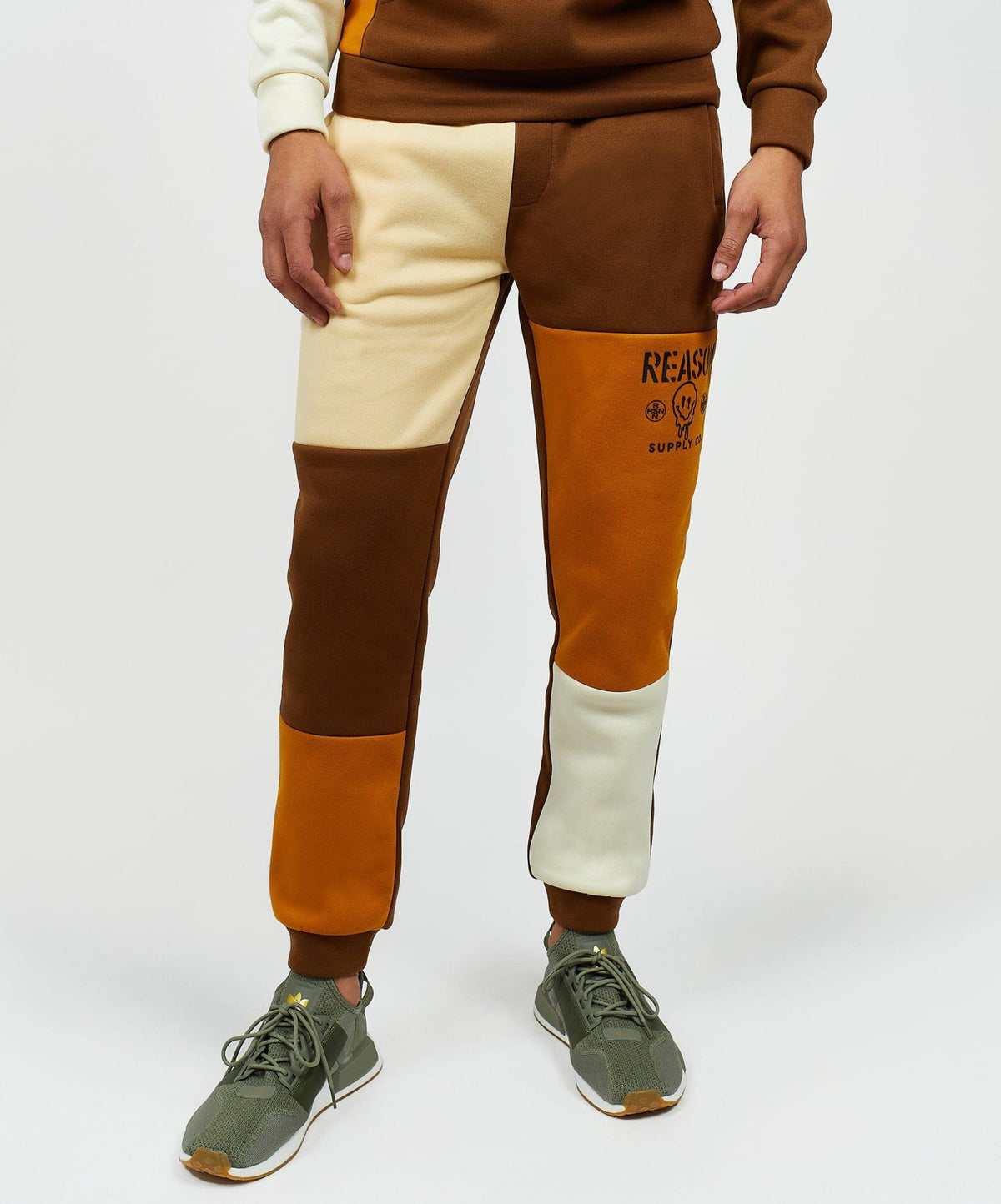 Reason Clothing Best Seller Drip Color Block Logo Fleece Jogger