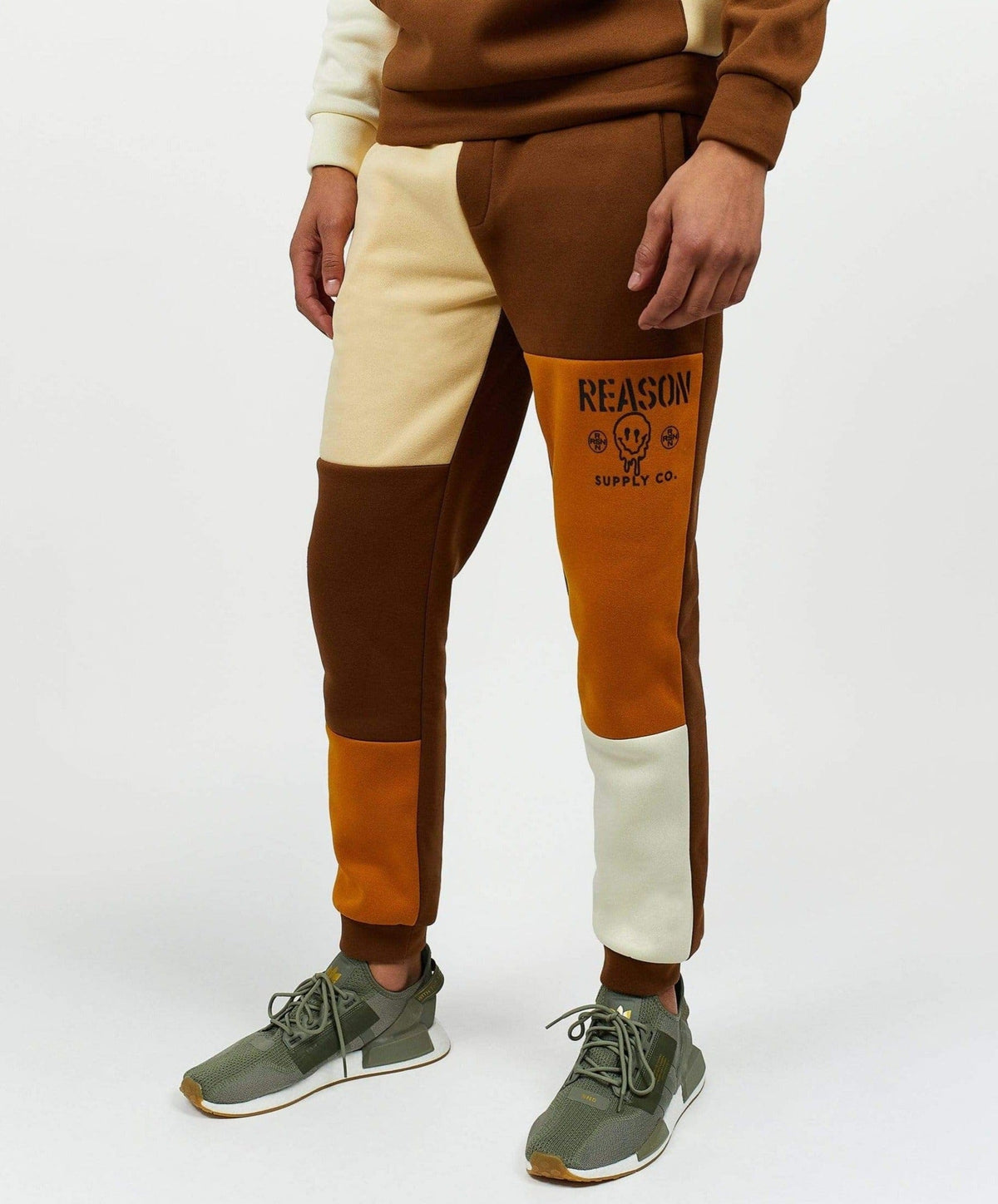 Reason Clothing Best Seller Drip Color Block Logo Fleece Jogger