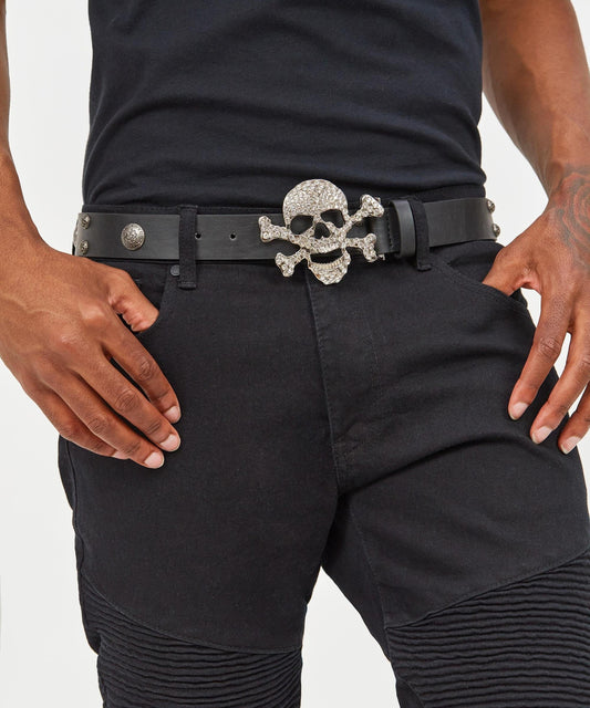 Reason Clothing Top Pick Skully Faux Leather Belt