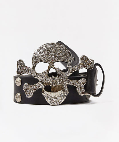 Reason Clothing Top Pick Skully Faux Leather Belt