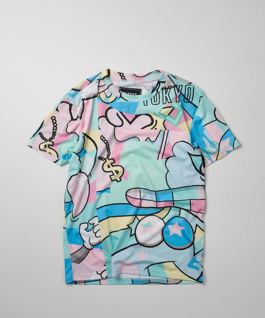 Reason Clothing Premium Neo World Allover Print Graphic Tee