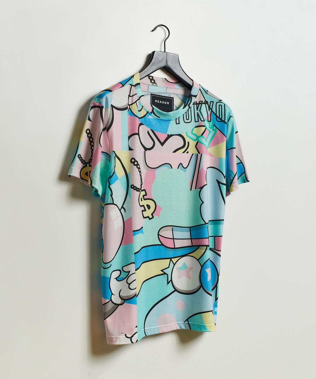 Reason Clothing Premium Neo World Allover Print Graphic Tee