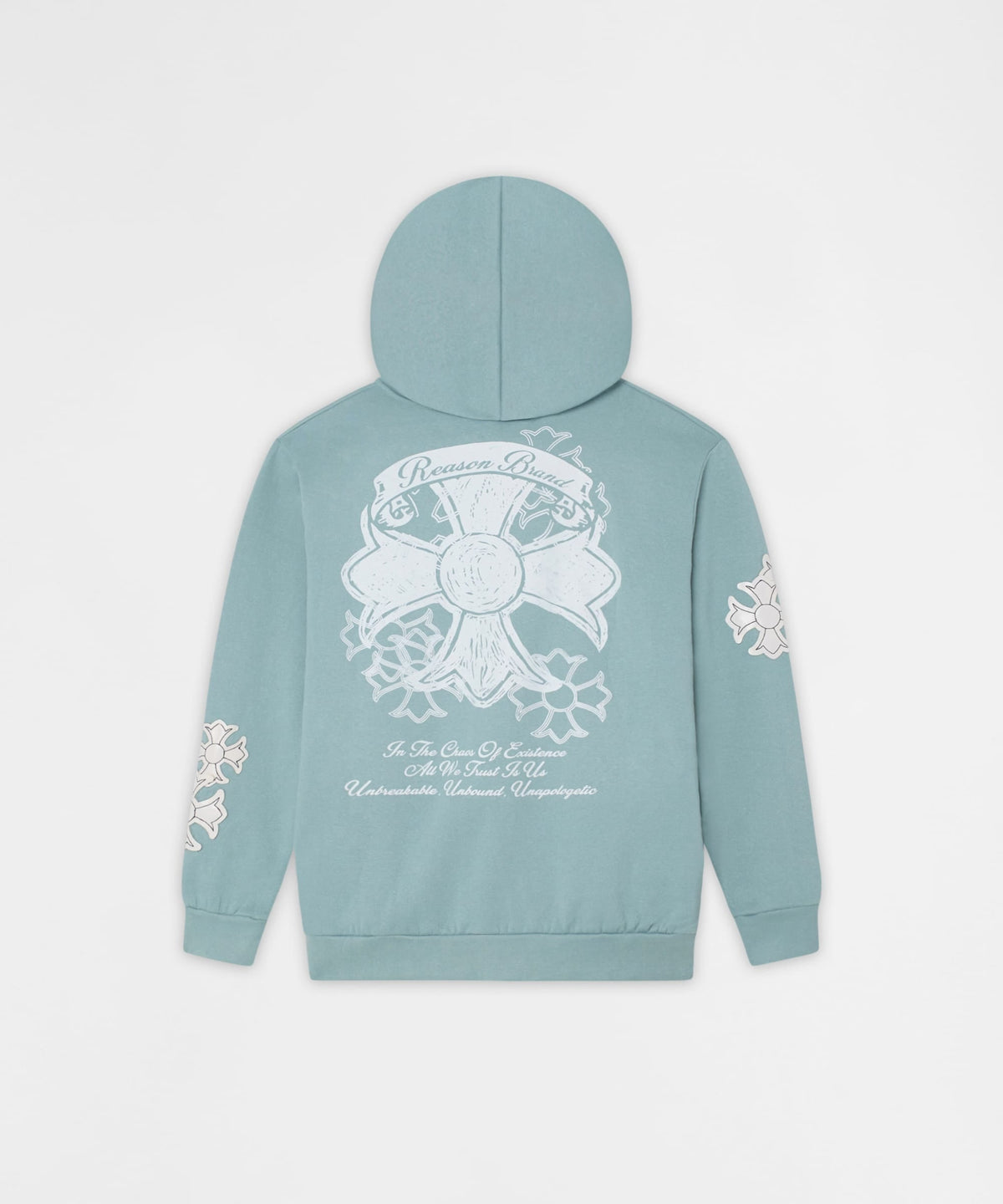 Reason Clothing Top Pick Rebellion Chenille Patched Zip Up Hoodie - Medium Blue