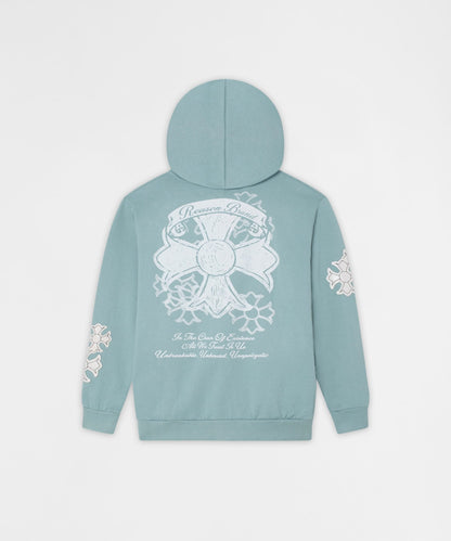 Reason Clothing Top Pick Rebellion Chenille Patched Zip Up Hoodie - Medium Blue