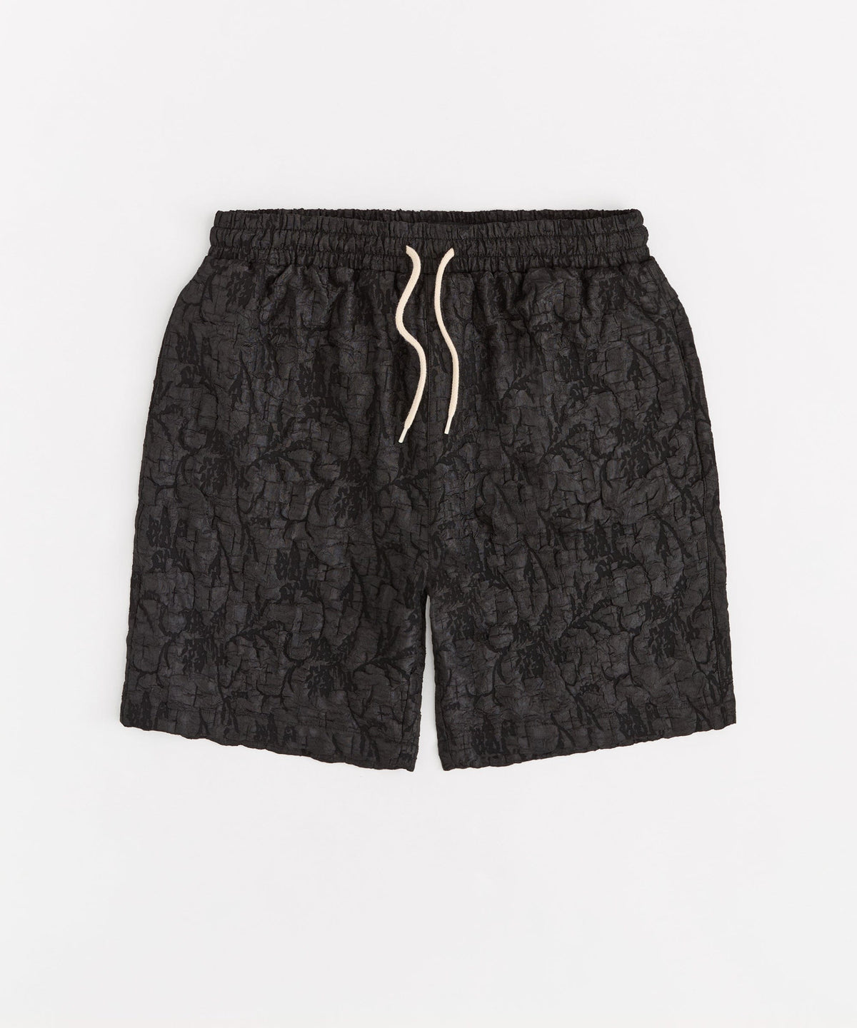 Reason Clothing Quality Tonal Floral Textured Short - Black