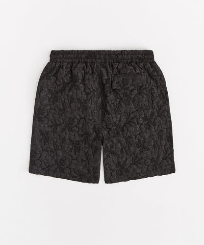 Reason Clothing Quality Tonal Floral Textured Short - Black