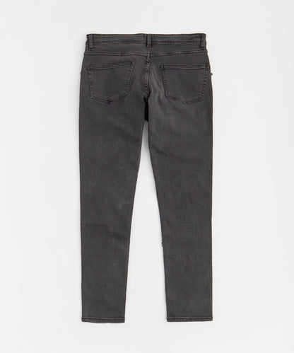 Reason Clothing Featured Heavy Distressed Frayed Skinny Jean - Dark Grey
