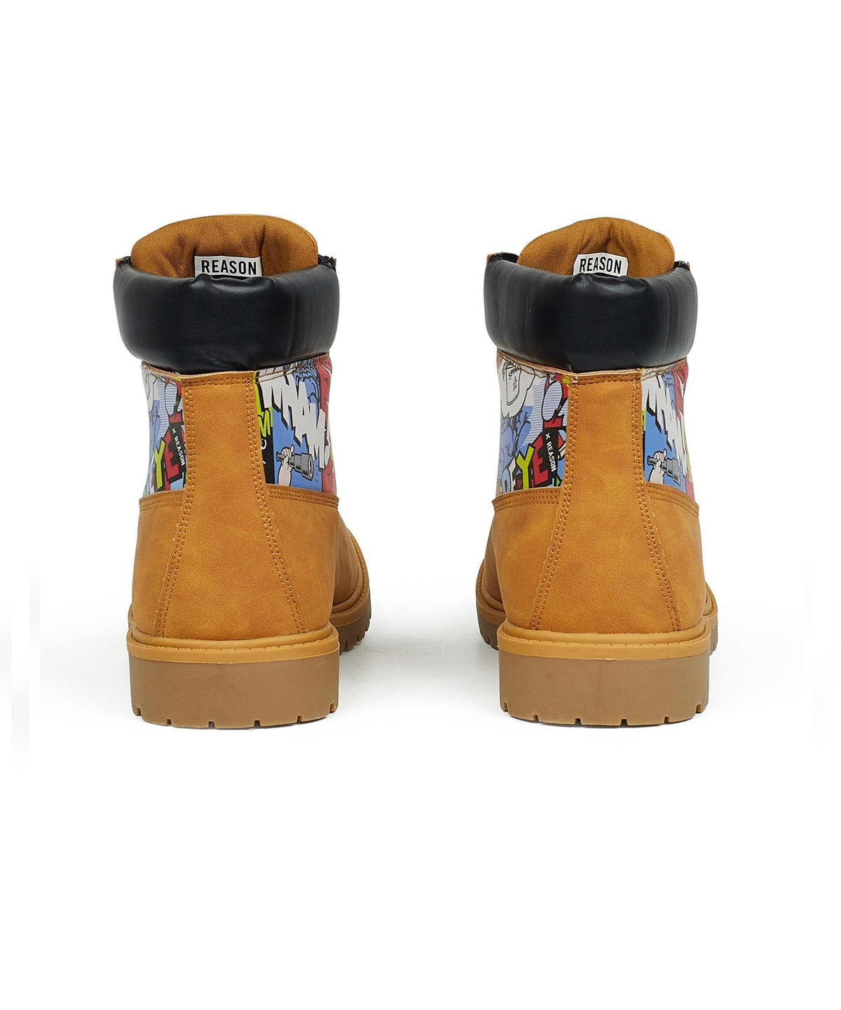 Reason Clothing Hot Sale Popeye X Reason Collab Faux Suede Comic Print Boots - Tan