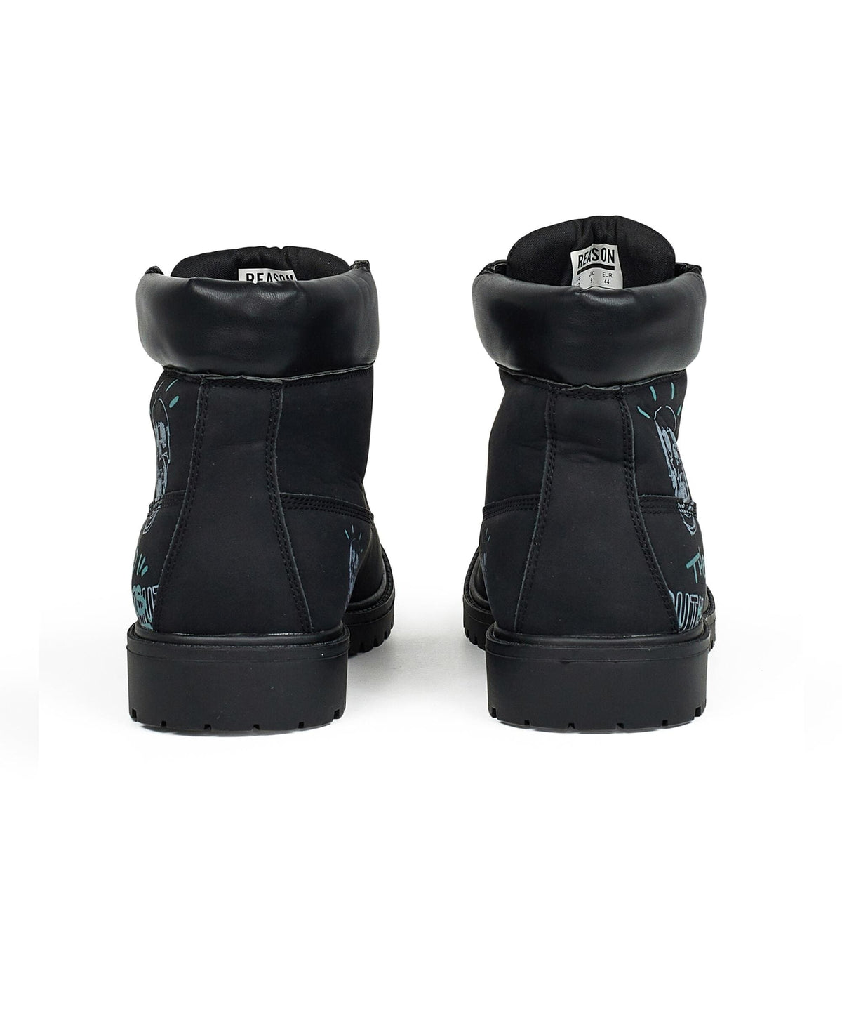 Reason Clothing Best Seller Skull Flower Faux Suede Graffiti Print Boots - Black