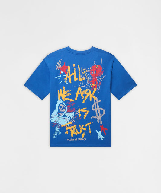 Reason Clothing Premium All We Ask Is Trust Graphic Short Sleeve Tee - Blue