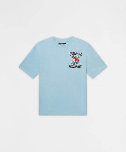 Reason Clothing Classic Keep On Grindin' Applique Short Sleeve Tee - Light Blue