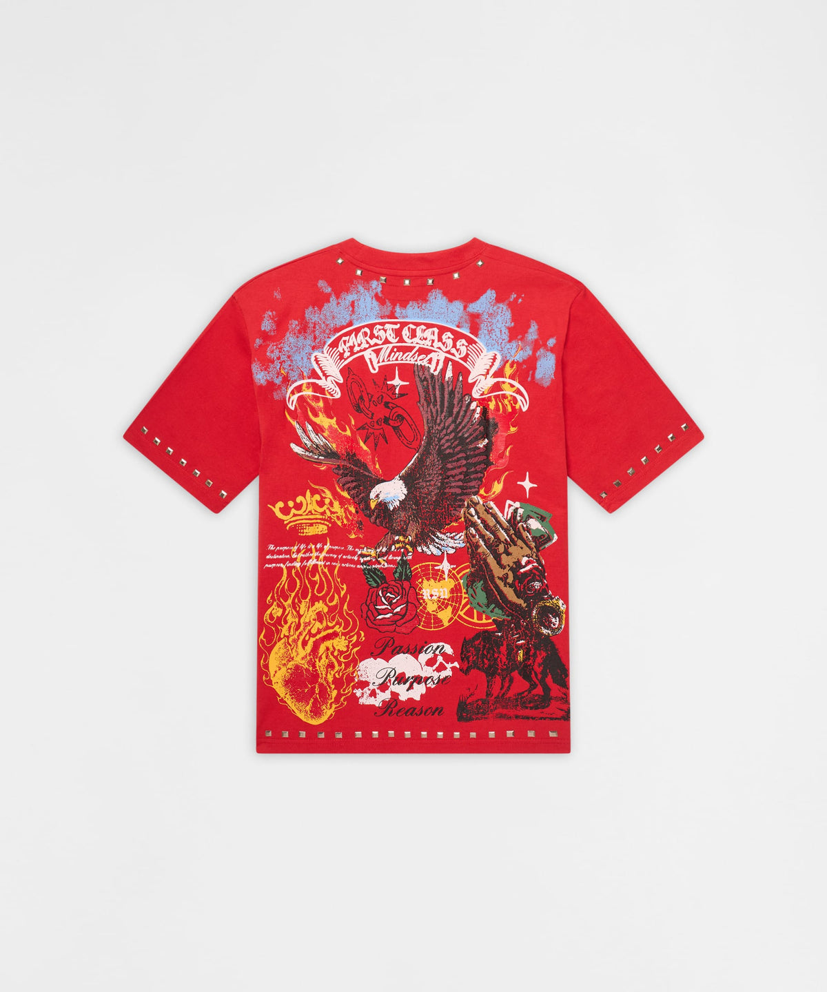 Reason Clothing Trending First Class Studded Short Sleeve Tee - Red