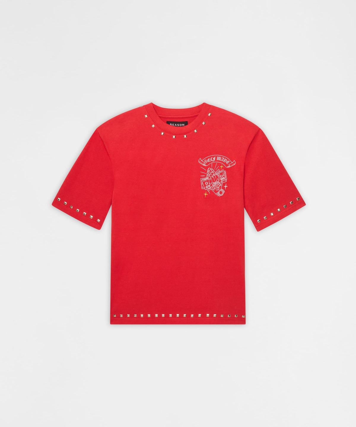Reason Clothing Trending First Class Studded Short Sleeve Tee - Red