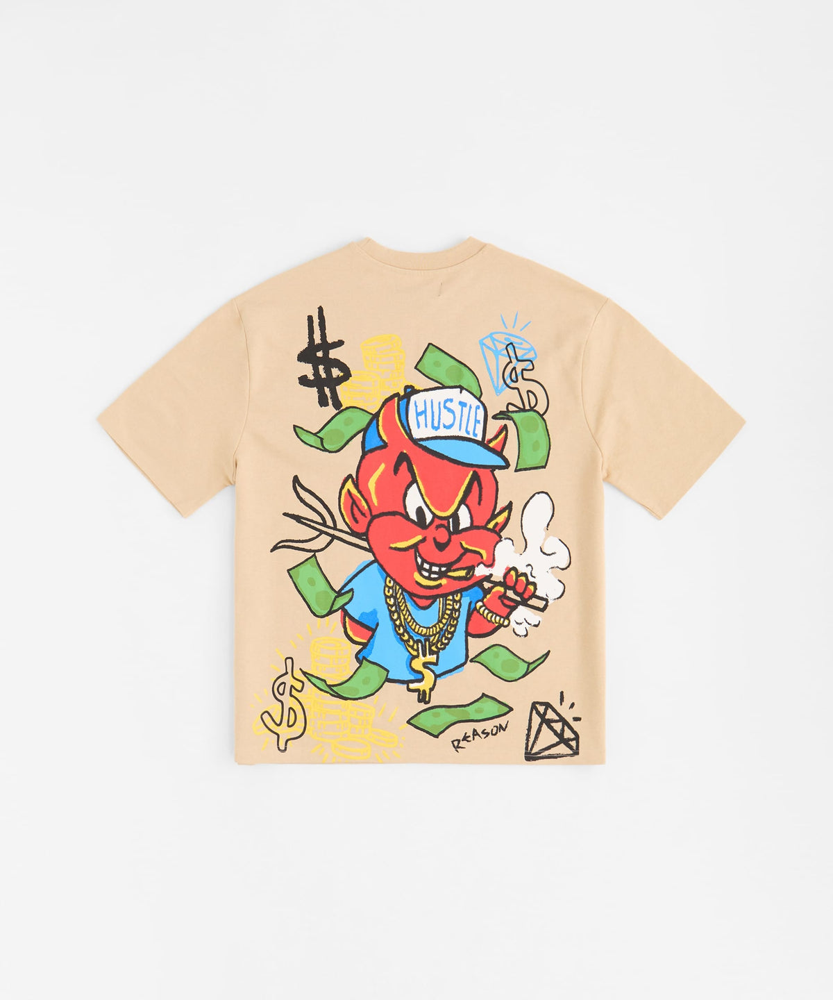 Reason Clothing Classic Keep On Grindin' Applique Short Sleeve Tee - Khaki