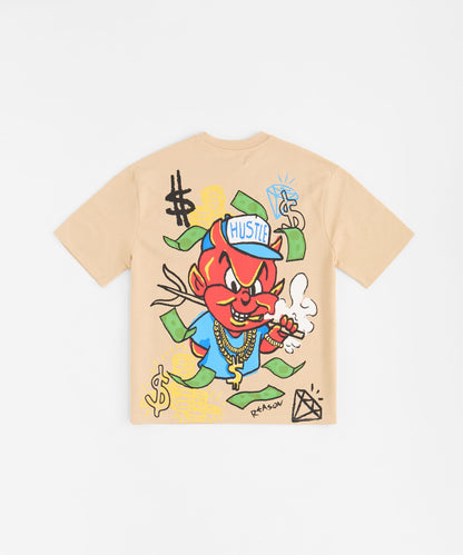 Reason Clothing Classic Keep On Grindin' Applique Short Sleeve Tee - Khaki