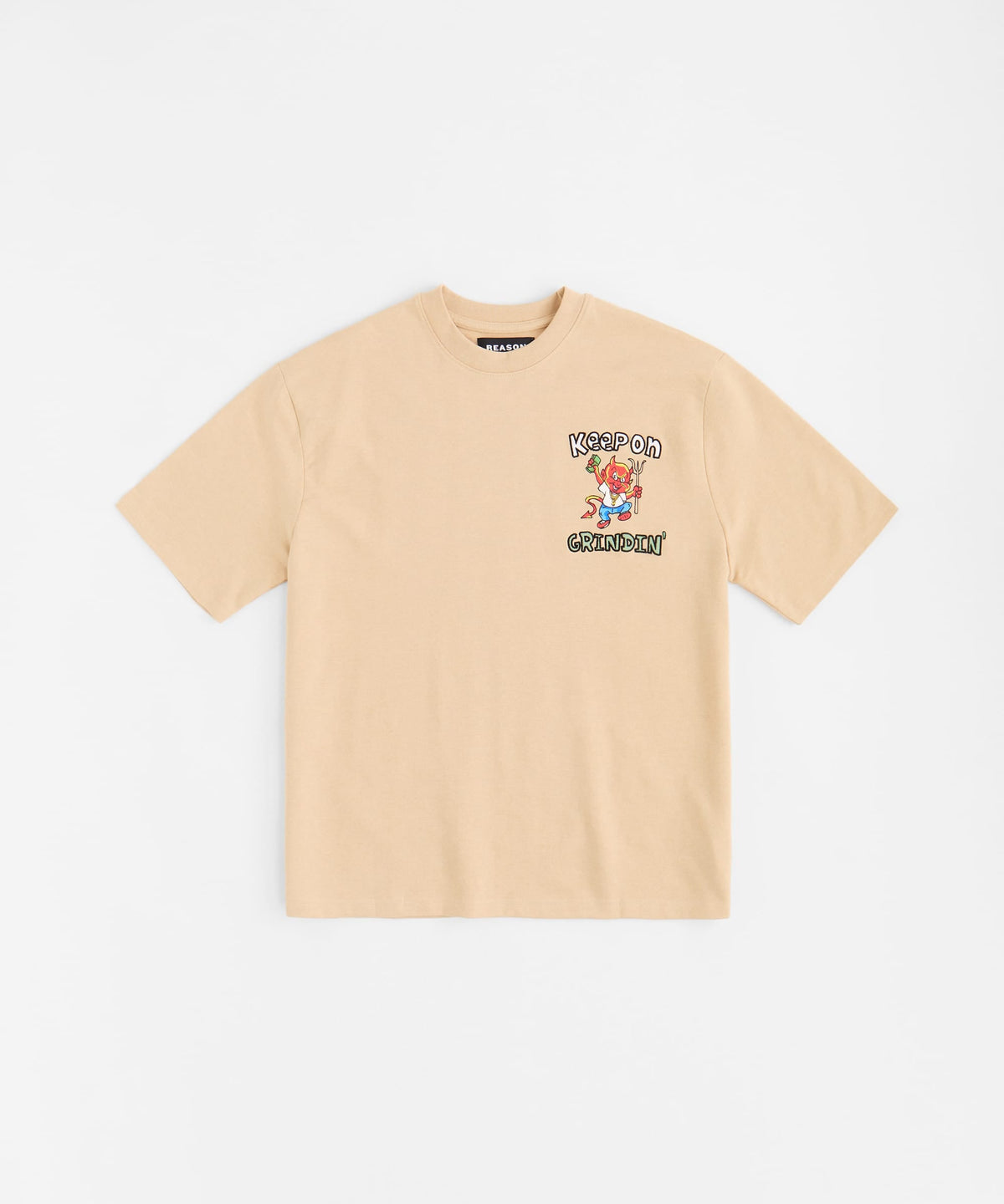 Reason Clothing Classic Keep On Grindin' Applique Short Sleeve Tee - Khaki