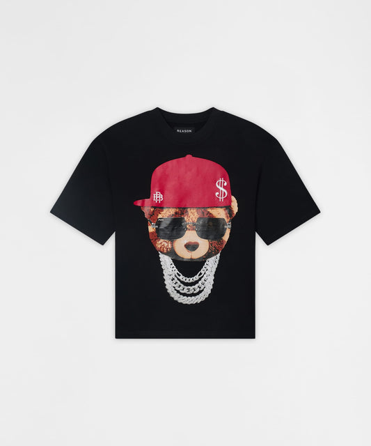 Reason Clothing Best Seller Teddy Heavy Terry Short Sleeve Tee - Black