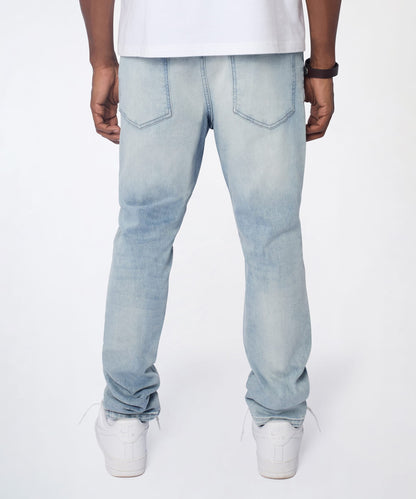 Reason Clothing Trending Ice Wash Distressed Skinny Jeans - Light Blue