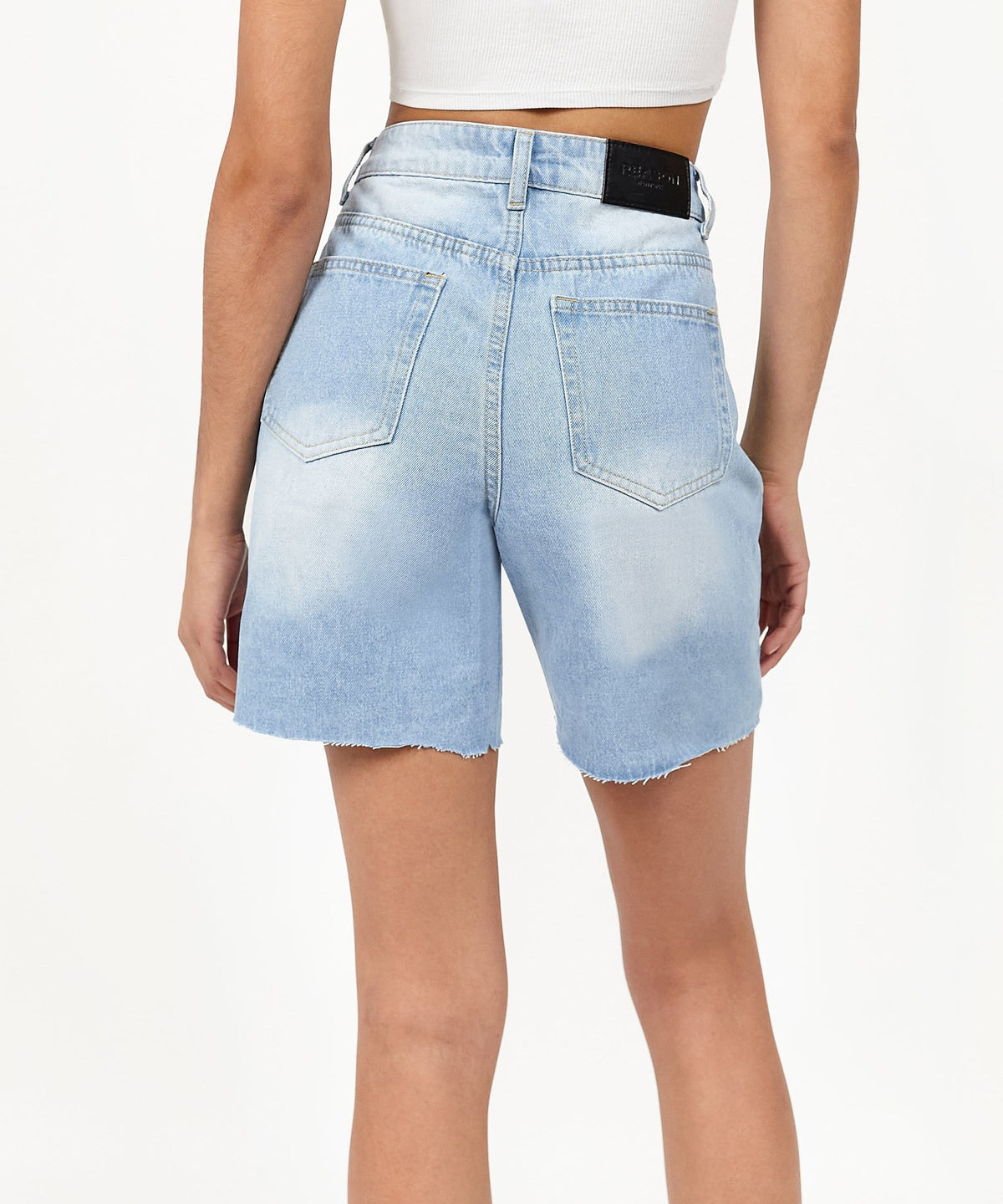 Reason Clothing Value Sofia Women's Distressed High-Waist Denim Shorts - Blue