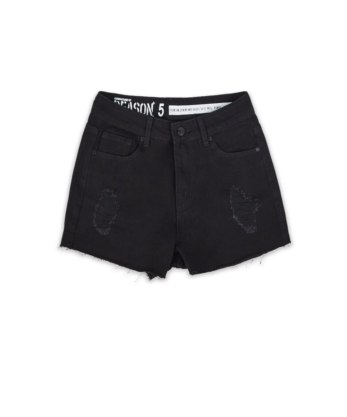 Reason Clothing Discount Aria Women's Distressed Denim Shorts - Black