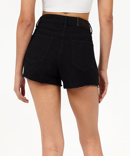 Reason Clothing Discount Aria Women's Distressed Denim Shorts - Black