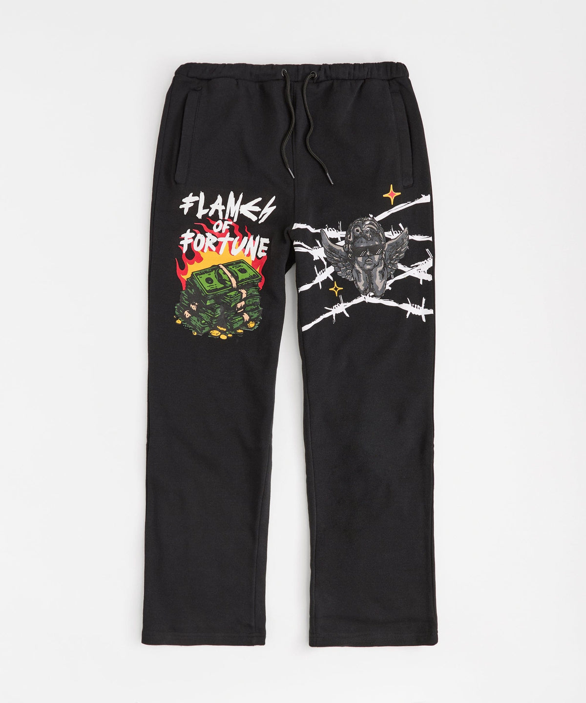 Reason Clothing Latest Flames Of Fortune Women's Graphic Plus Size Sweatpants - Black
